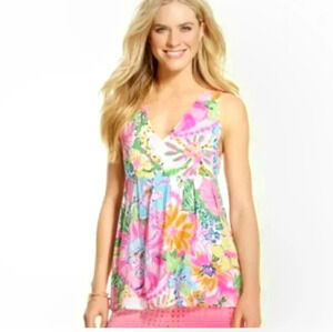Lilly Pulitzer for Target Nosey Posey Babydoll V Neck Tank Top Soft Girl